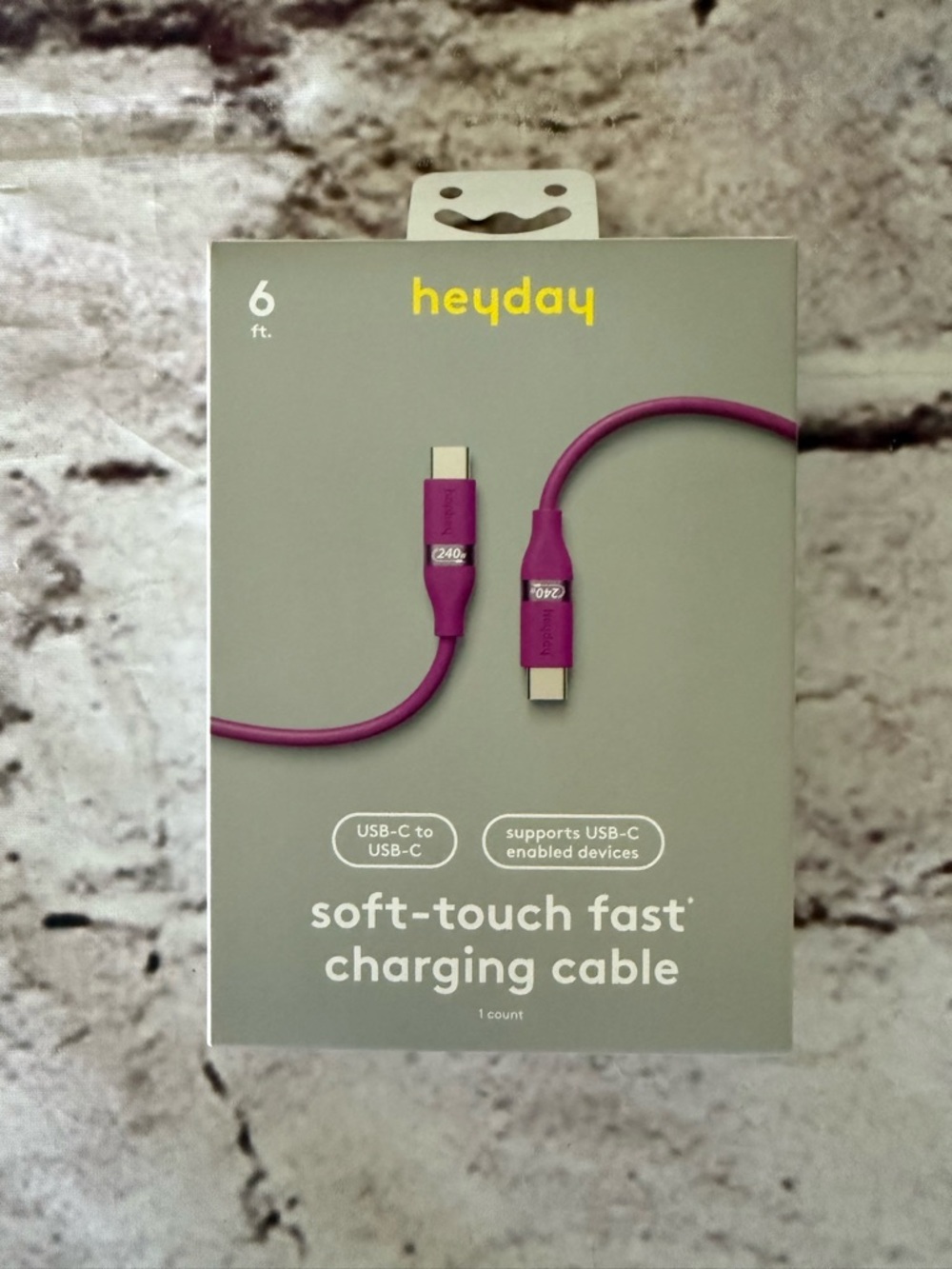 NWT Heyday USB-C to USB-C Soft Touch Fast Charging Cable - 6 ft.